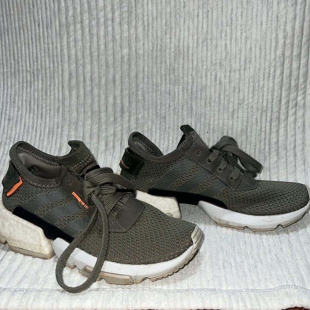 Green adidas running sneakers